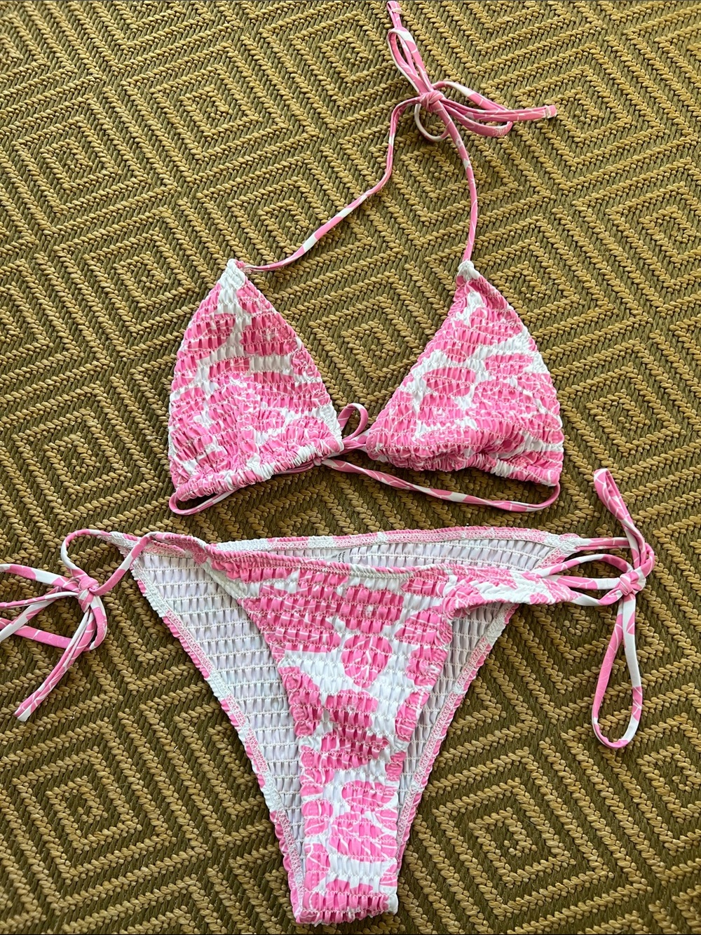 Hawaiian Floral Crinkle Bikini Set